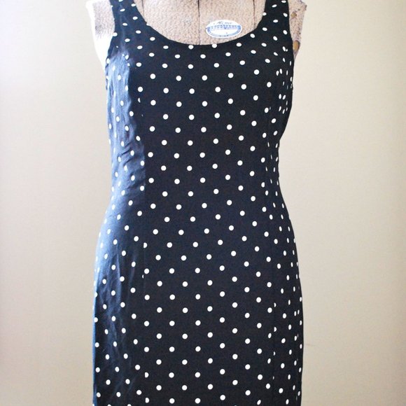 90s black and white polka dot mini dress (S/M) - Picture 2 of 7